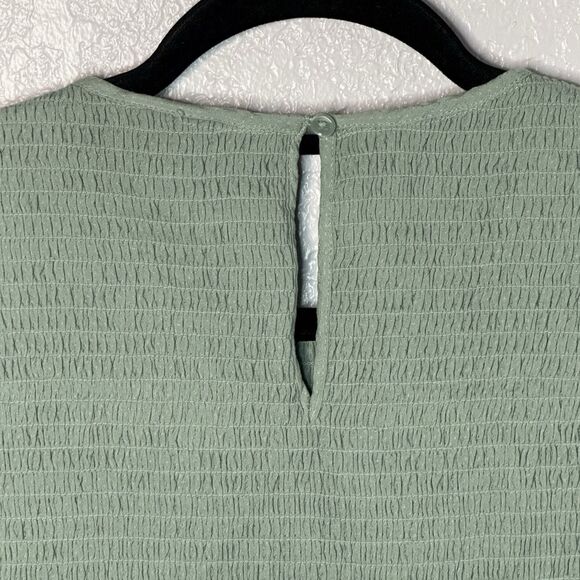 Isabel Maternity Long Sleeved Stretch Smocked Woven Shirt Blue Green Size XS NEW - Picture 4 of 8